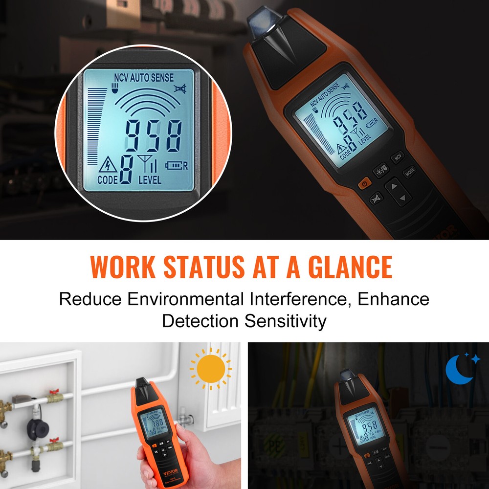 VEVOR Underground Cable Locator 8.5FT Max. Detection Depth Wire Break Detector