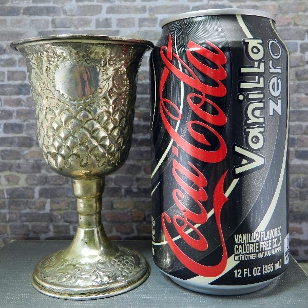 Vintage 800 Silver Repoussé Hebrew Kiddush Cup Grape Pattern