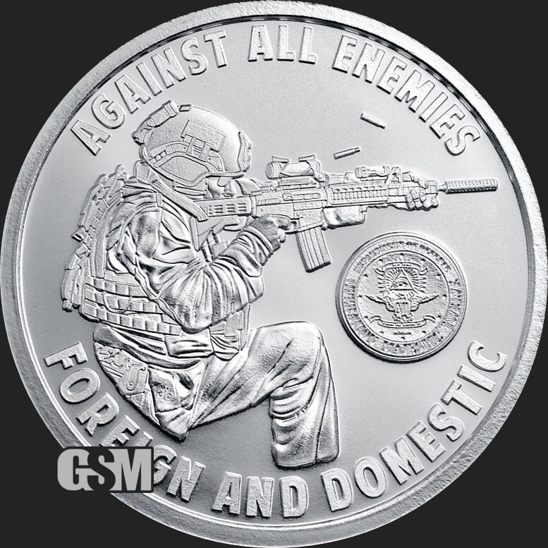 2024 - AGAINST ALL ENEMIES - 1 oz .999 FINE SILVER SHIELD BU ROUND **PRESALE**