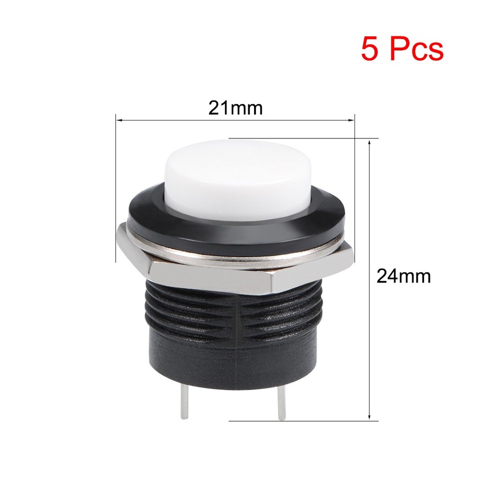 5Pcs,16mm White Momentary Push Button Switch Round Button R13-507 SPST 1 NO