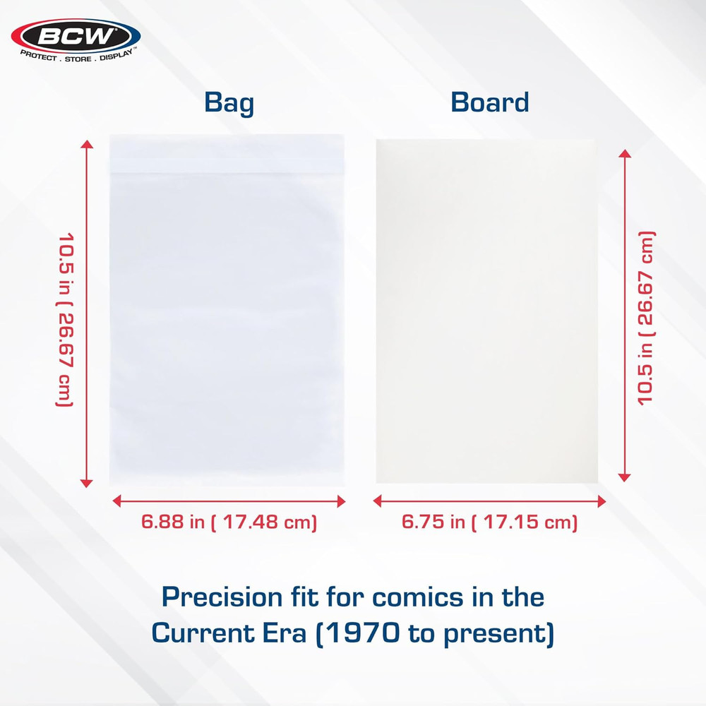 Resealable Current Comic Book Combo Pack | 200 Pack for Acid-Free Backing Boards