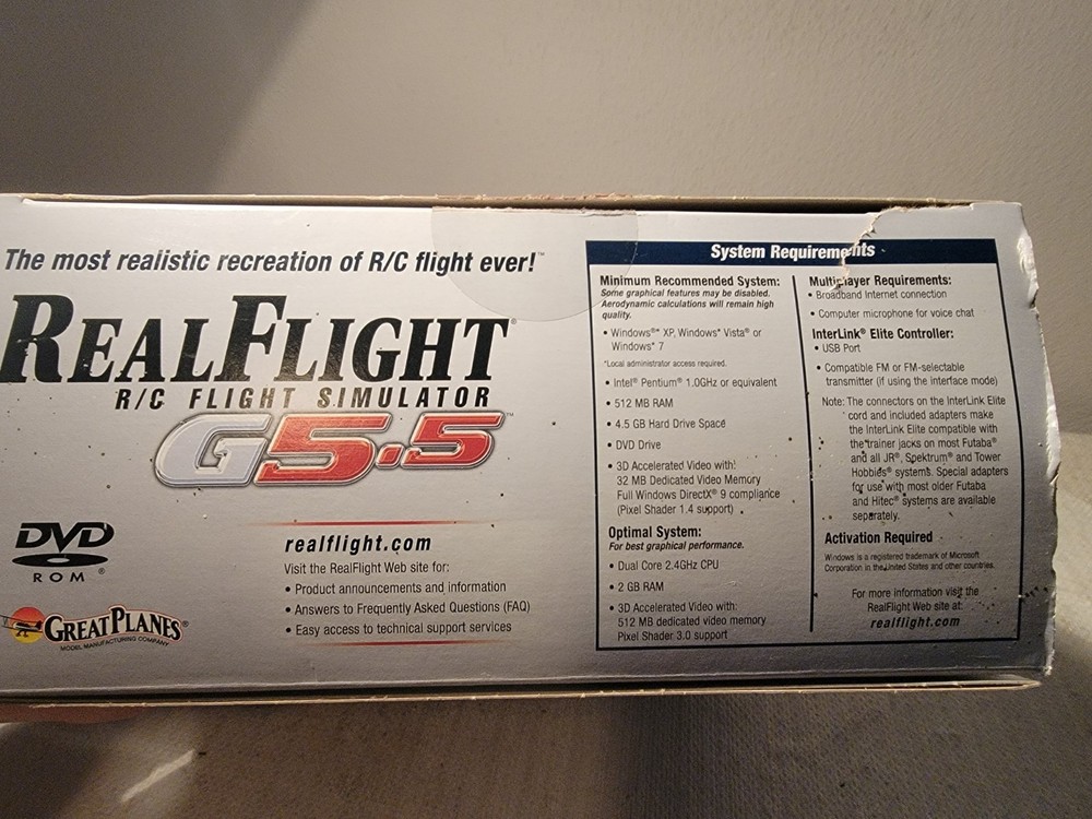 Real Flight Remote RC Flight Simulator G5.5 w InterLink Elite Controller