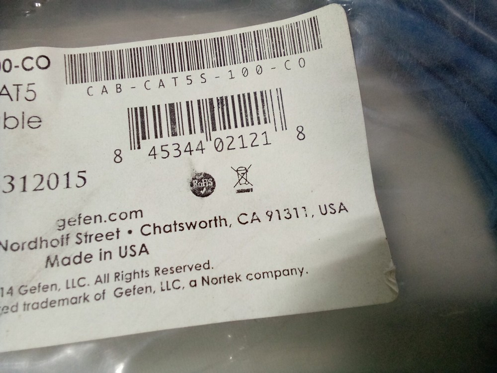 Gefen Shielded CAT5 100ft Cable, CAB-CAT5S-100CO - Blue