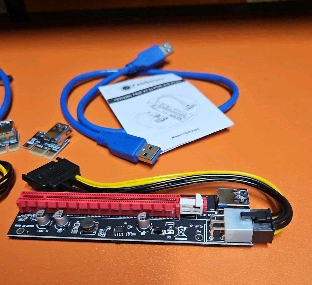 PCI-E 1X To 16X GPU Riser Card Adapter USB 3.0 Cable Powered Mining Rig