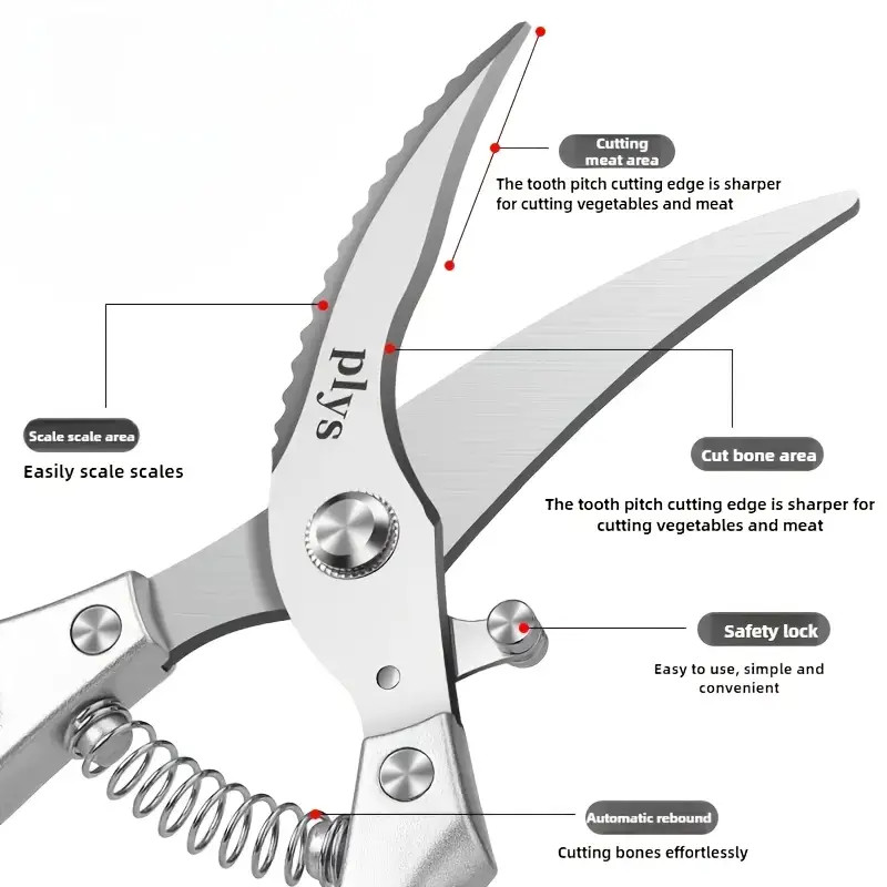 A Kitchen Scissors Shears Multi-Purpose Stainless Steel Ultra Sharp Chicken Bone