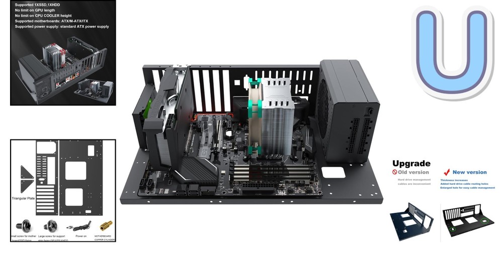Open Chassis Computer Rack for ATX/M-ATX/ITX - Efficient Heat Dissipation