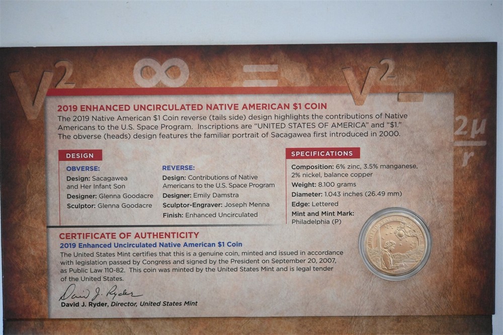 2019 Native American $1 Enhanced Coin & Currency Set Space Program