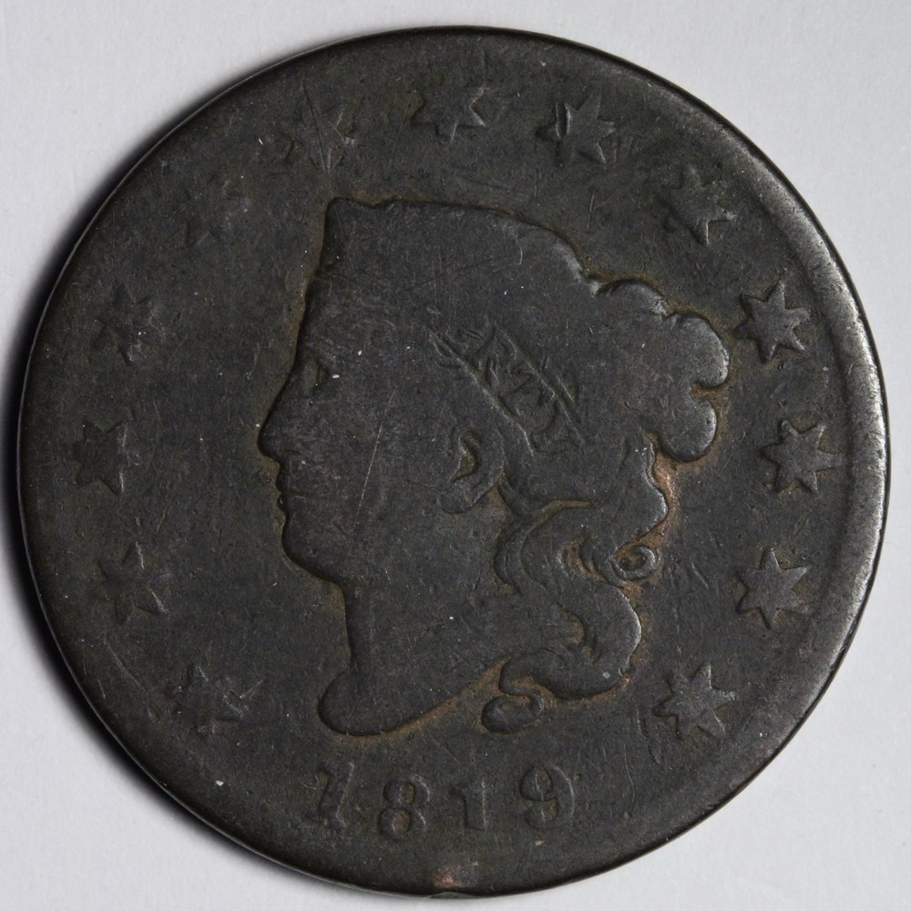 1819 Coronet Head Large Cent VG E252 AVCM