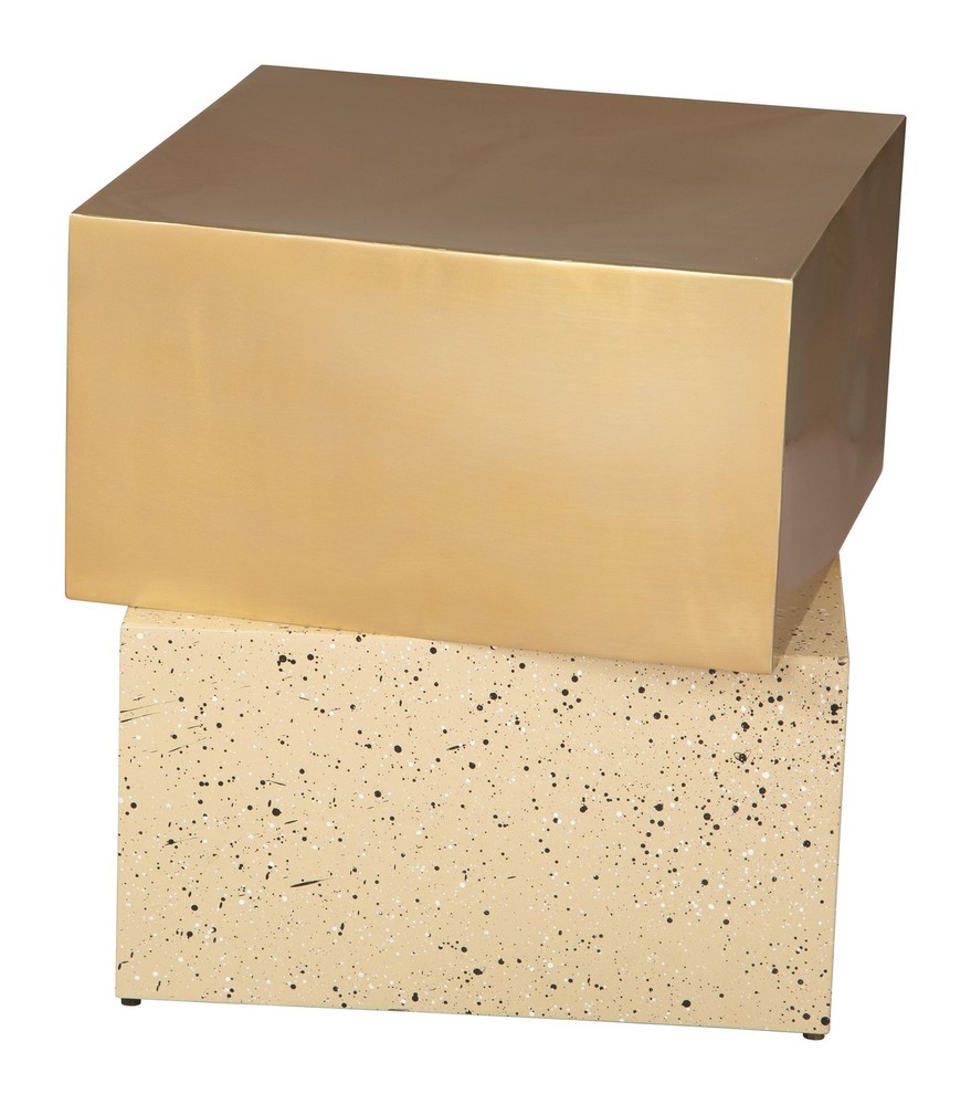 Cinza Side Table Gold & Beige