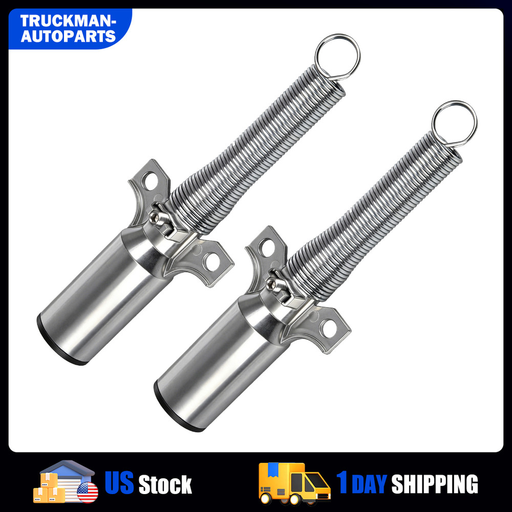 7 Way Trailer Plug Socket 7-Pin Round Connector with Spring Guard 2PCS Set