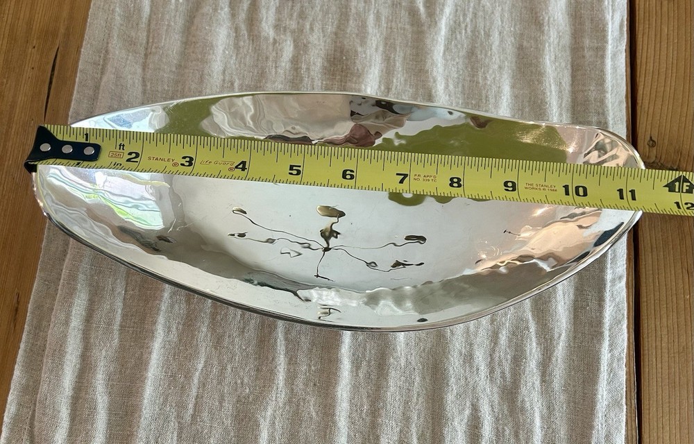 Hand wrought Belleza Mexico Curvy Wavy Silver Plated Footed Decorative Bowl 11”