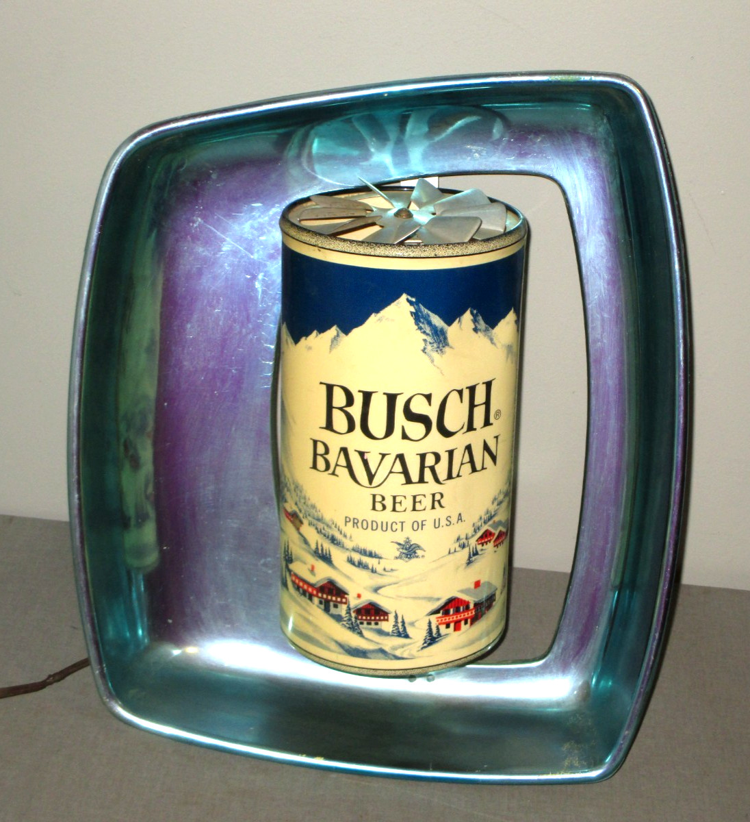 1950'S ANHEUSER-BUSCH BAVARIAN BEER -STORE BAR DISPLAY LIGHTED SPINNING CAN-18"