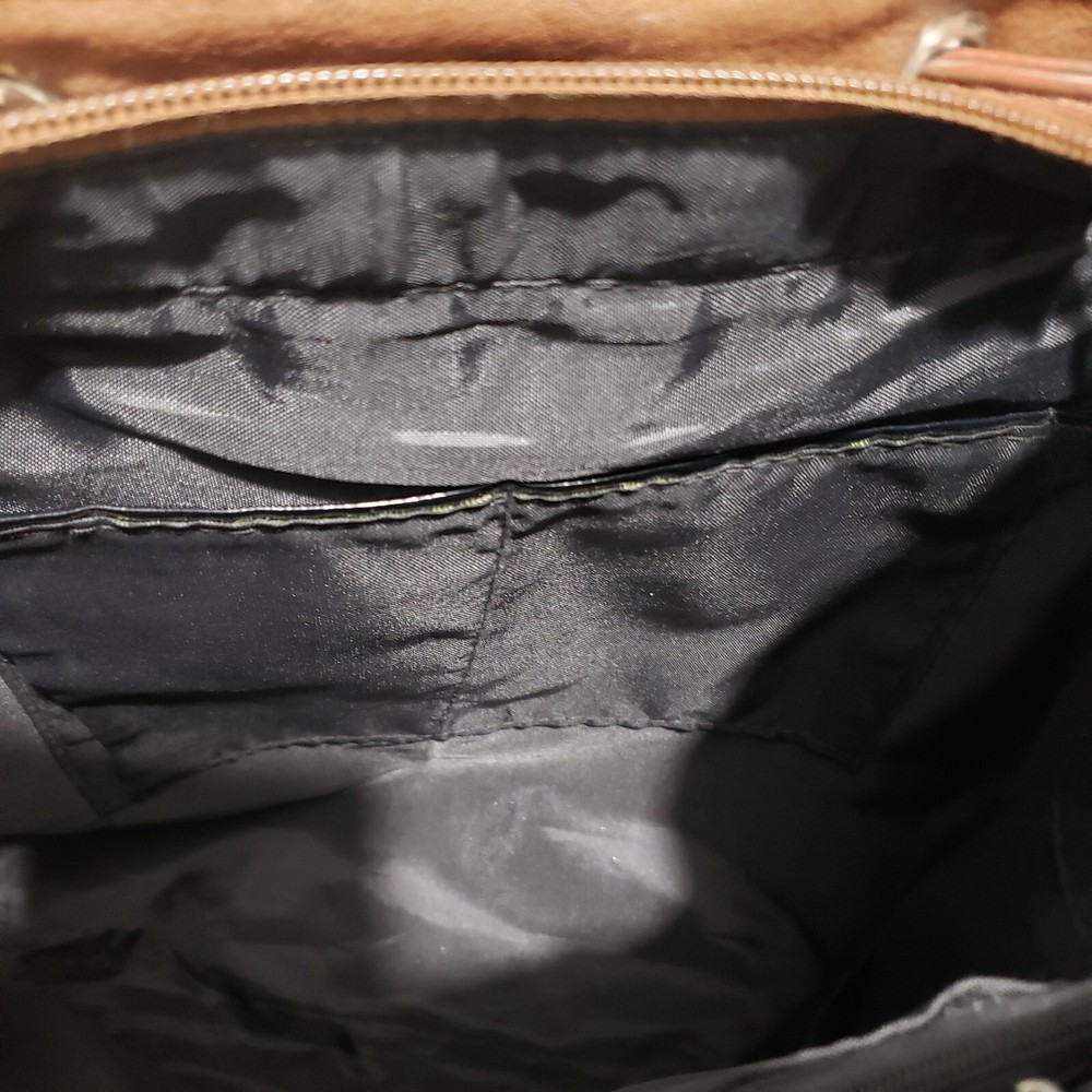 Brown Vegan Leather Backpack Rhinestone Cross Studded