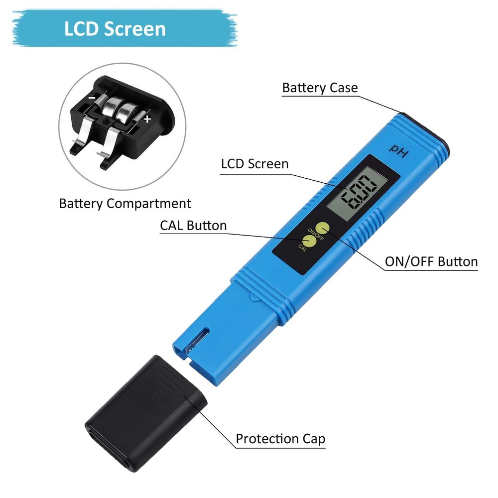 PH Meter for Water pH Tester Digital pH Pen, 0.01 High Accuracy pH Reader pH ...
