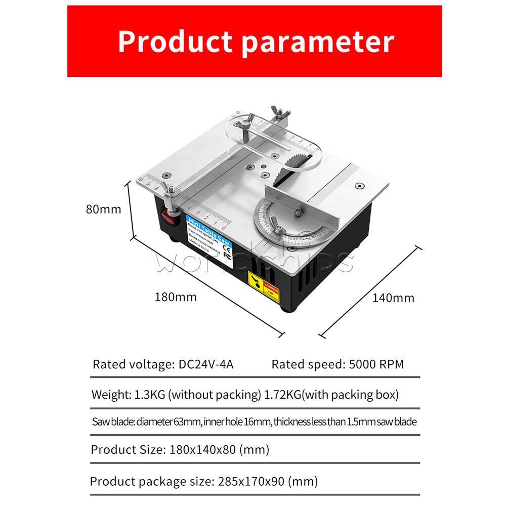 DC24V Woodworking Table Saw Electric Multi-Function Precision Cutting Machine