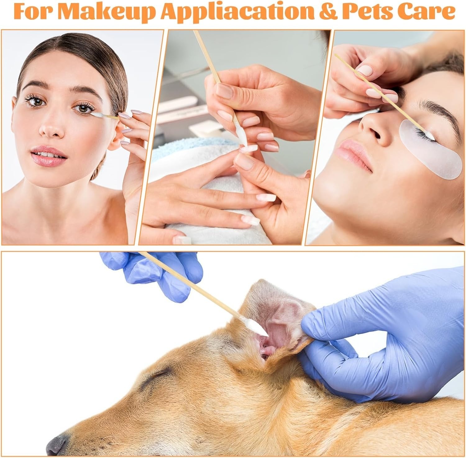 500pcs Pointed Cotton Swabs with Storage Case, 6 inch Precision Gun Cleaning ...