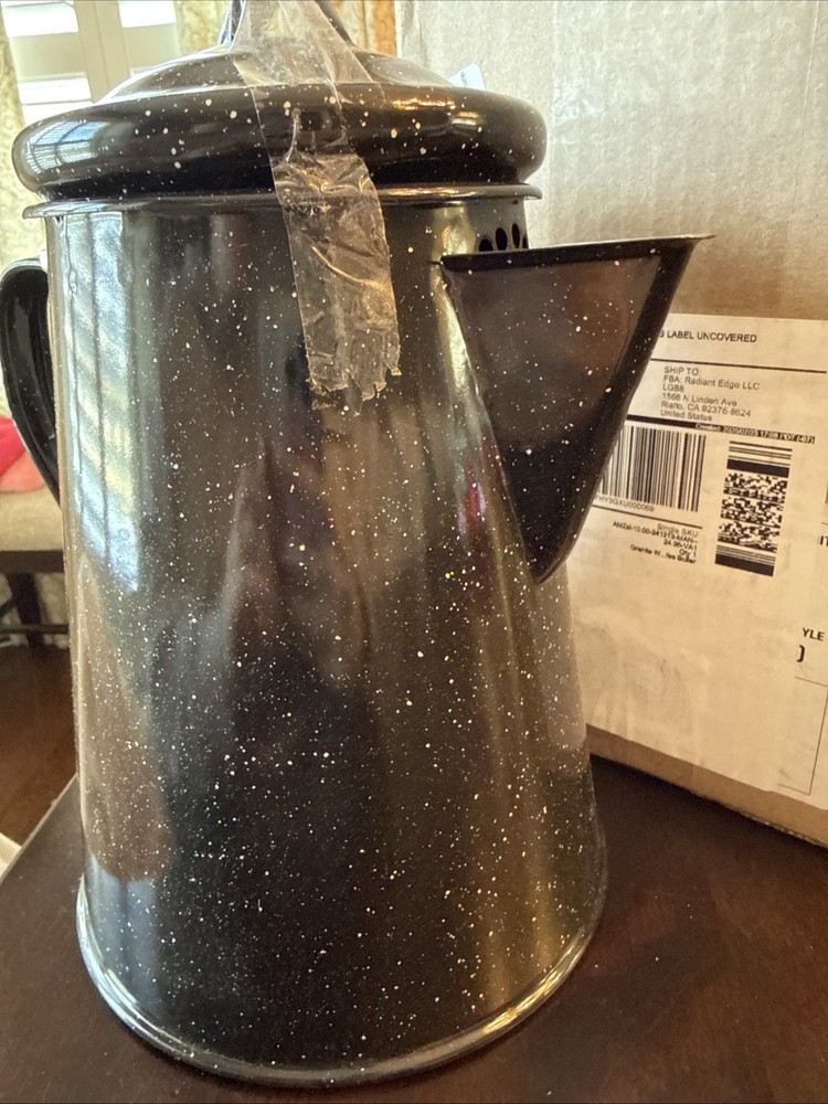 Granite Ware Coffee Boiler, 12 Cup - Speckled Black