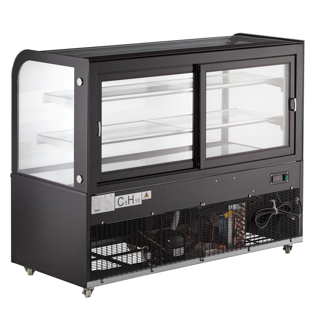 60" Curved Glass Black Refrigerated Bakery Display Case