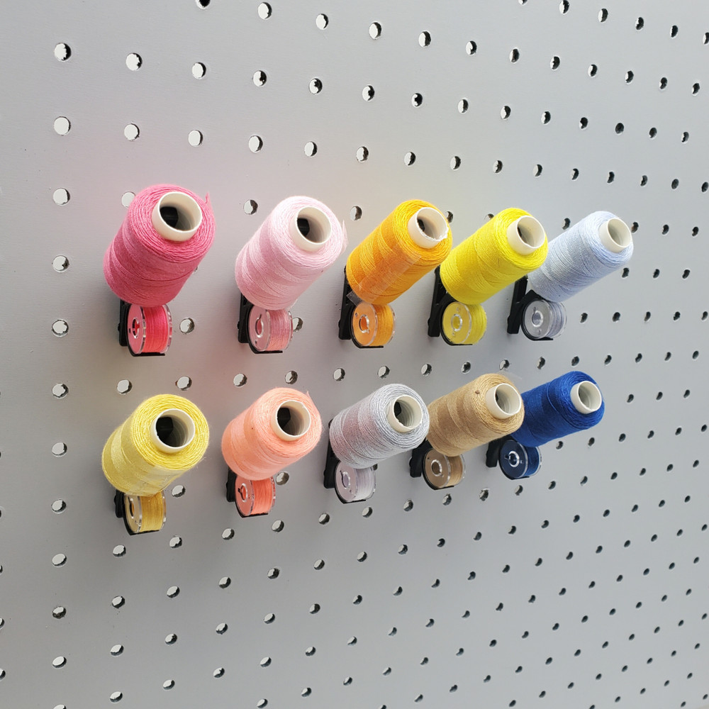 10pk, Thread & Bobbin 1/4" Pegboard Accessory, Sewing Thread Storage Hooks