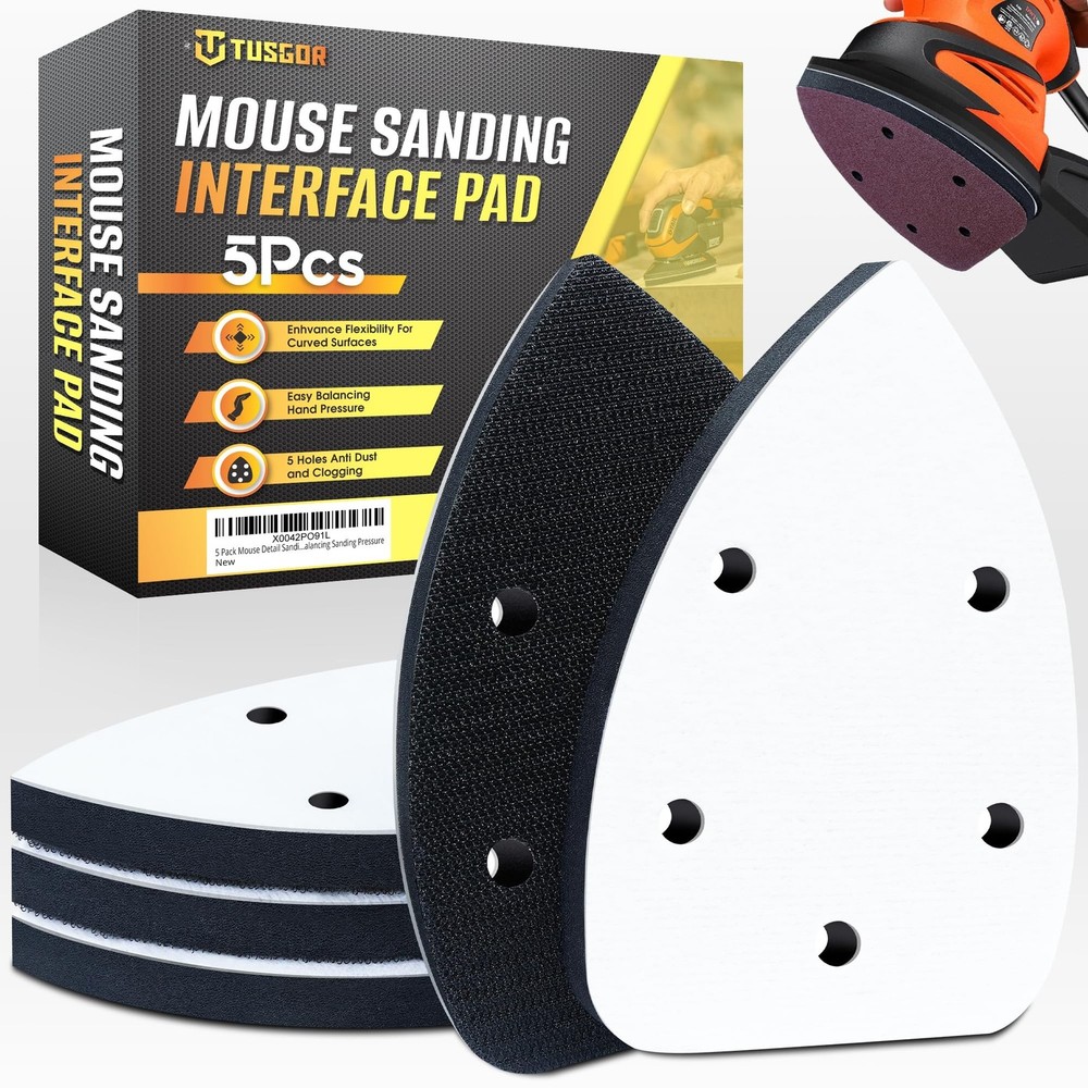 5 Pack Mouse Detail Sanding Interface Pad Hook and Loop - Triangle ... Fast Ship