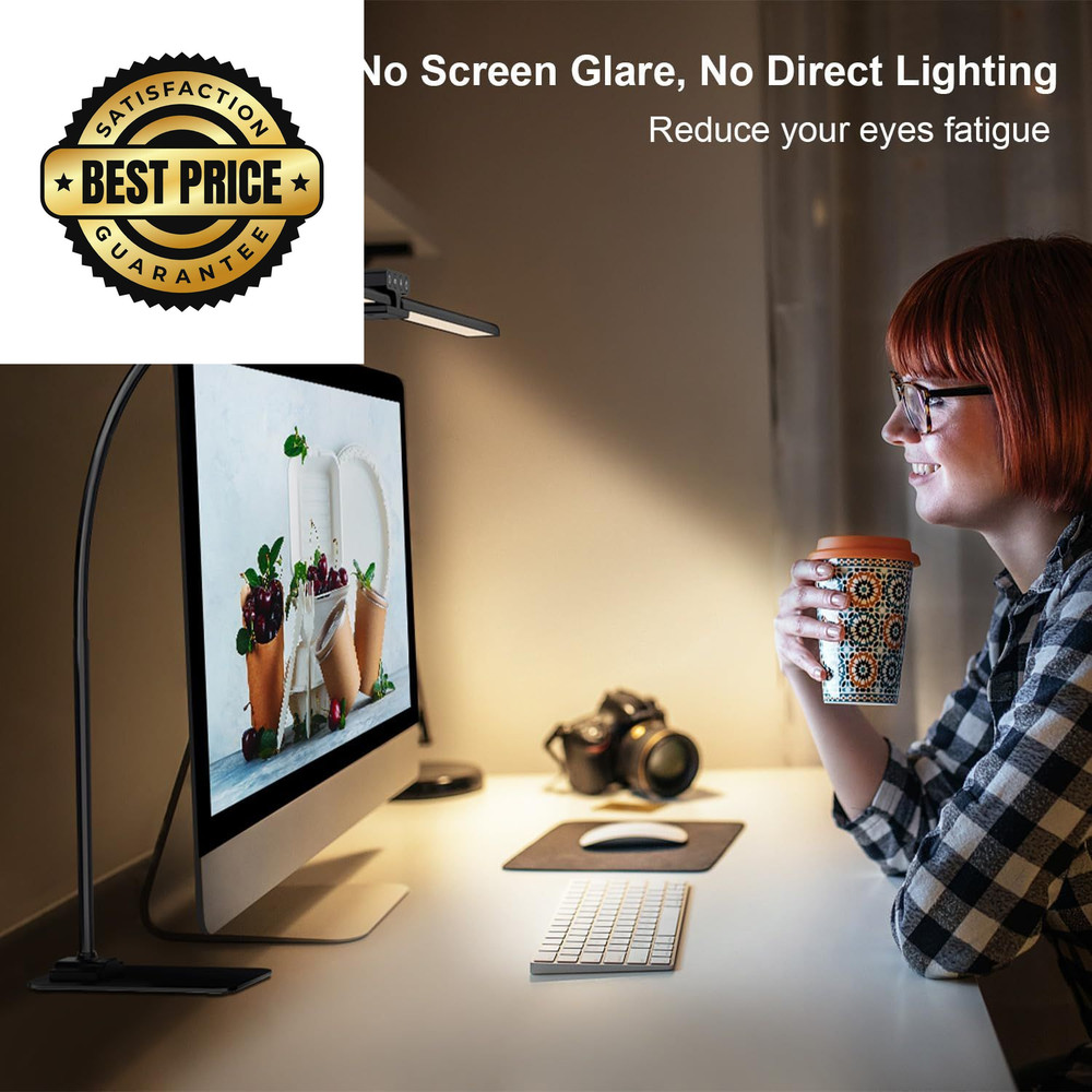 EppieBasic Led Desk Lamp,24W 31.5IN Architect Double Head Base-Black