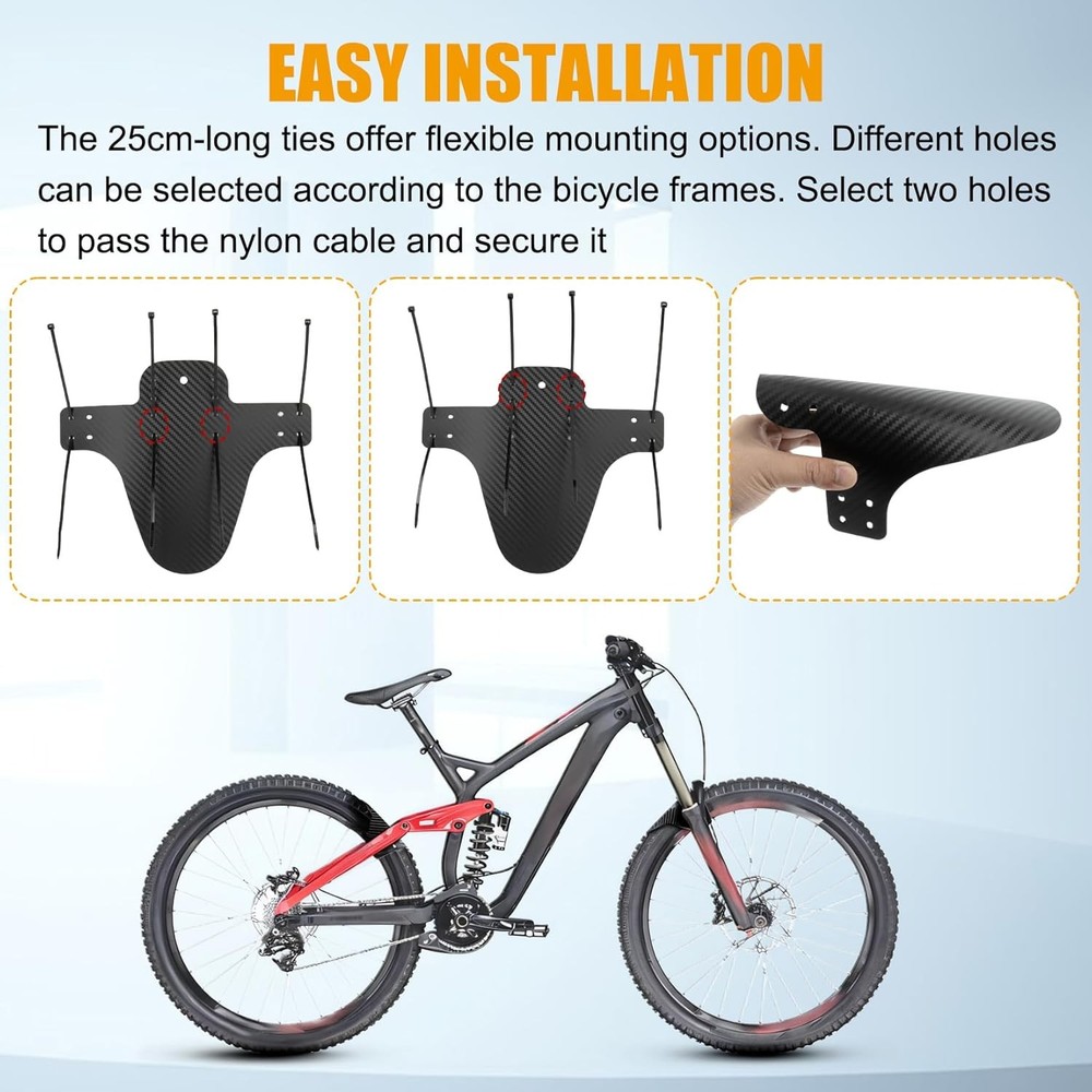 Universal Fork Mudguards 2PCS Carbon Fibre Pattern Ties