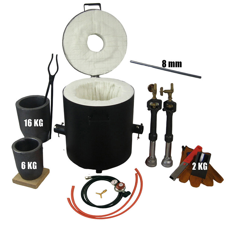 16 KG Gas Metal Melting Furnace Propane Deluxe Kit with Crucibles Molds Casting