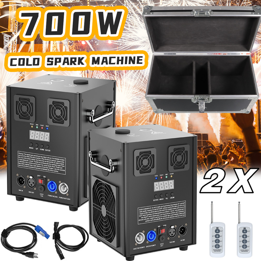 2X Cold Spark Machine 700W Stage Effect DMX Firework DJ Event Party Wedding&Case