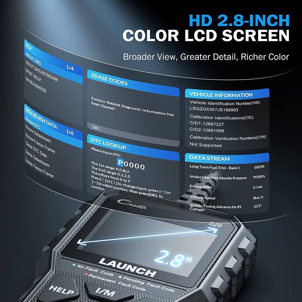 LAUNCH OBD2 Scanner CR529 OBDII Code Reader Car Check Engine Diagnostic Tool I/M