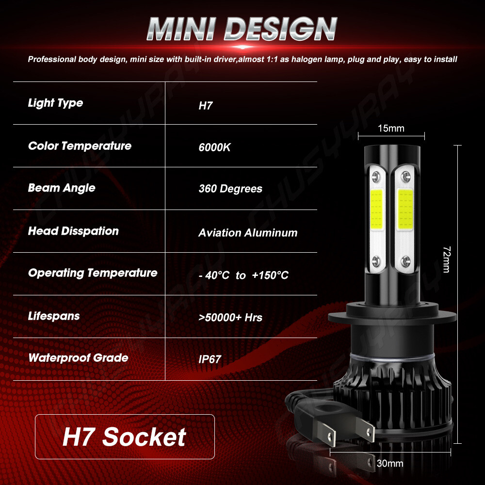 For Suzuki GSX1300R Hayabusa 1999-2019 LED Motorcycle Headlight 6000K White Bulb