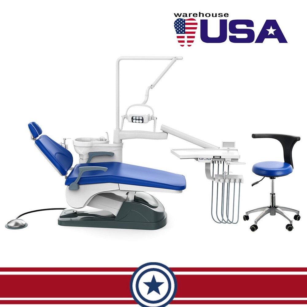 Ergonomic Dental Unit Chair Computer Controlled DC Motor+Dentist Stool