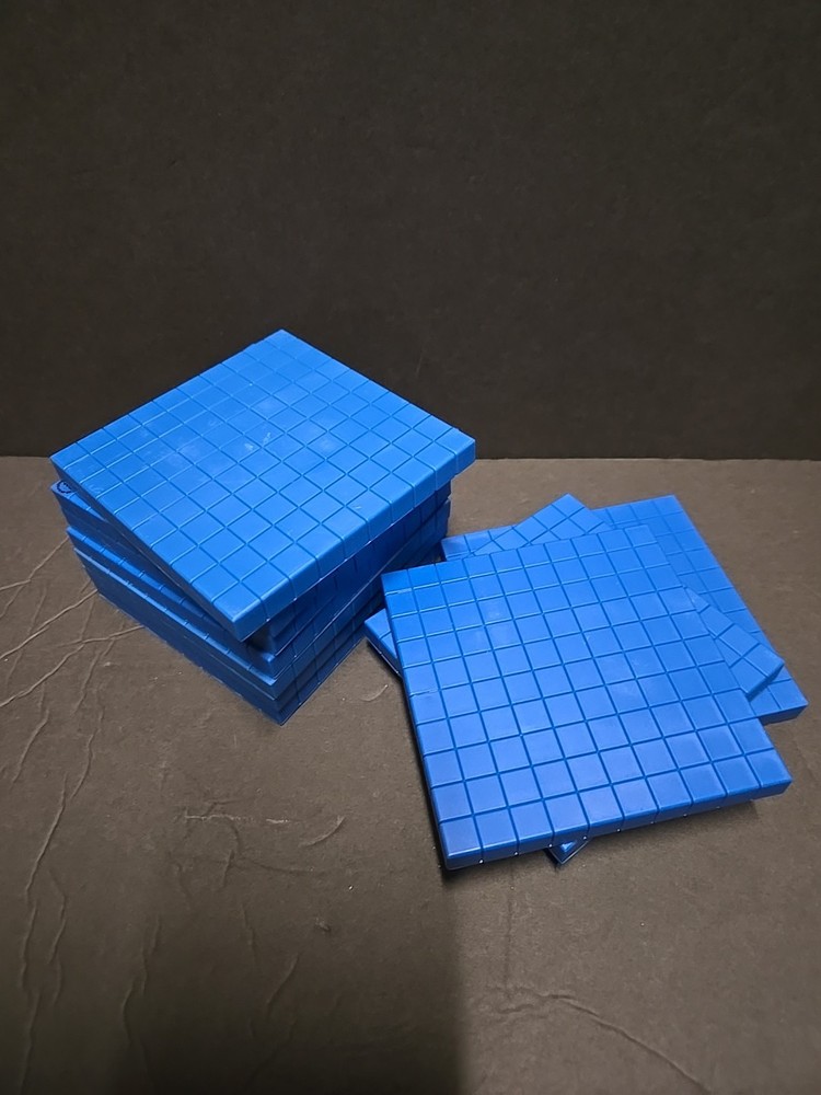 NEW Base 10 Flats Blue Plastic Math Manipulatives 10 Pack Teaching