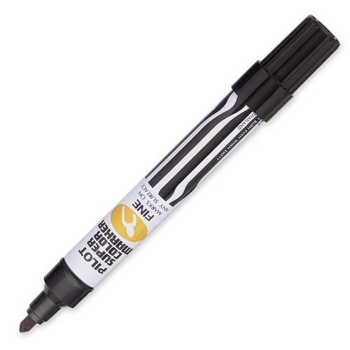 Pilot Super Color Permanent Markers 12 Count Black Chisel Tip Fine Point