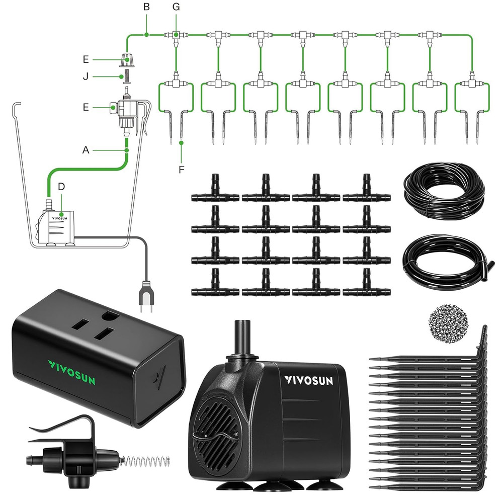 Automatic Drip Irrigation Kit, Smart Watering System with 16 Drip Emitters, 4mm