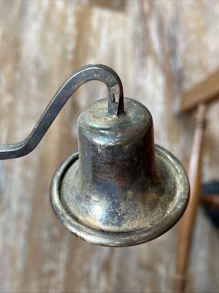Antique Primrose Plate EP Silver Twisted Handle Vtg Candle Snuffer E.P. Copper
