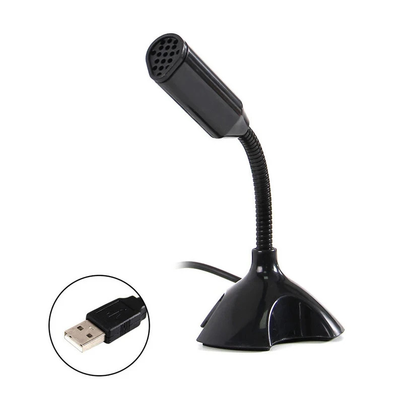 Computer Mini Condenser Microphone USB Stand Recording Mic For PC Desktop Laptop