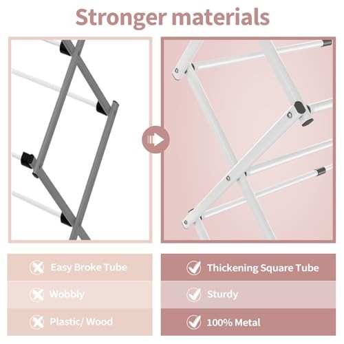 Clothes Drying Rack Folding - 3 Tier Laundry Drying Rack for Clothes, White