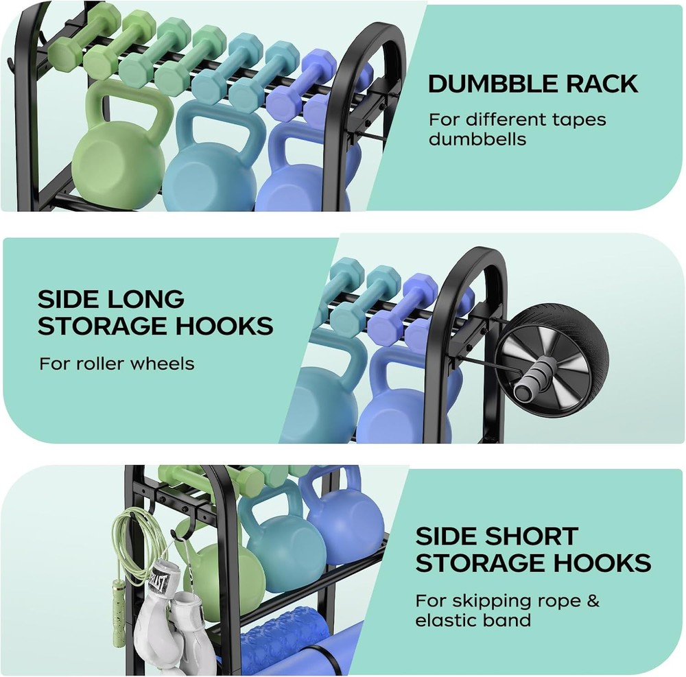 3 Tier Dumbble Rack Adjustable Dumbbell Storage Rack Space-Saving 360LB Capacity