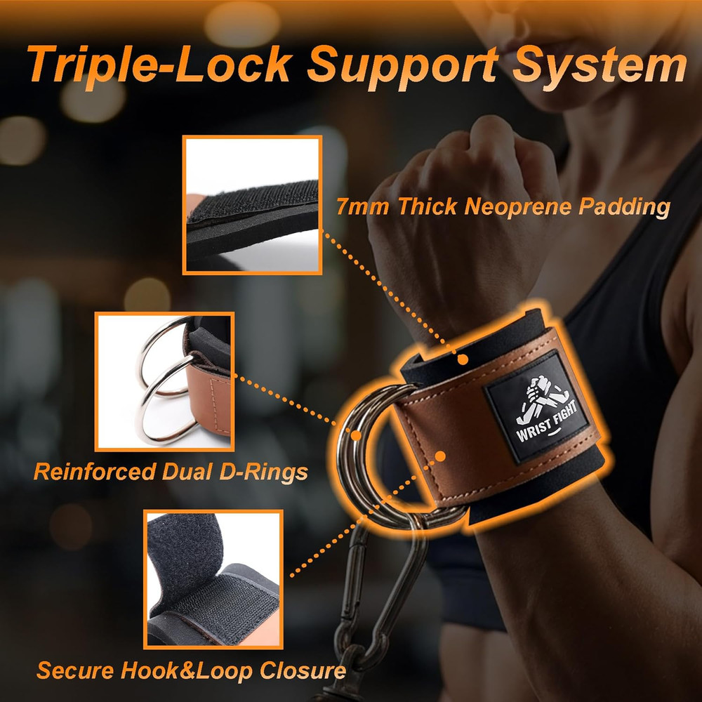 Wrist Cuffs with Dual D-Rings – Secure & Comfortable Support for Cable Machine W