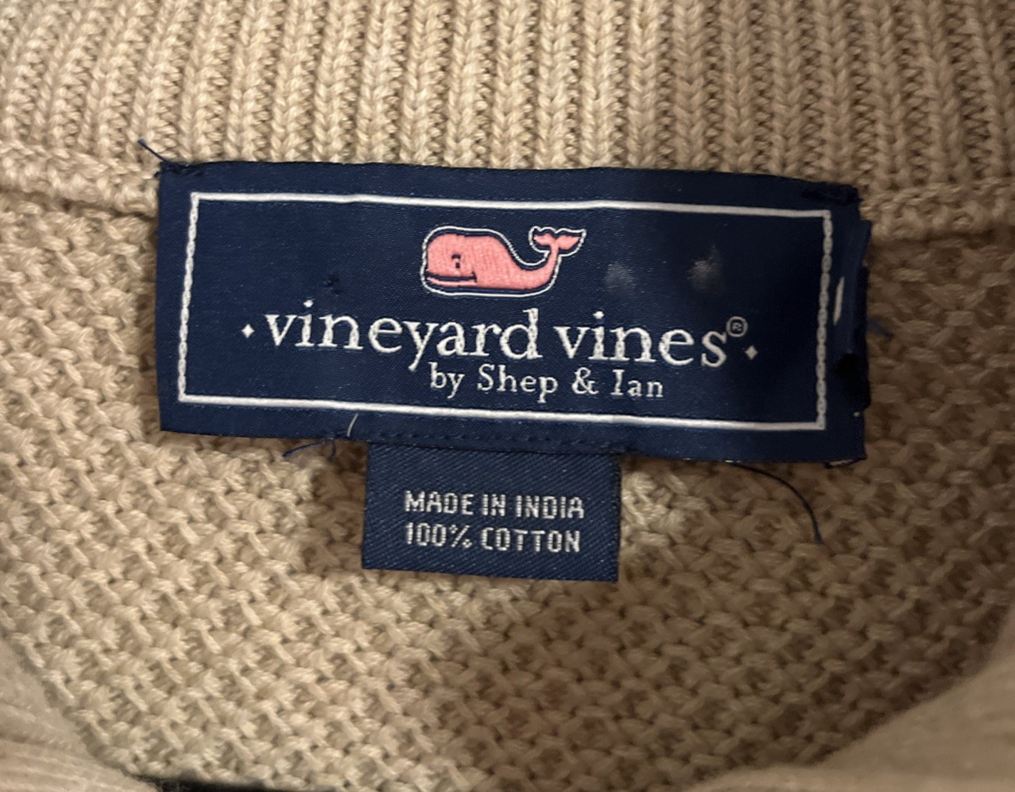 Vineyard Vines Men's 1/4-Zip Sweaters Size Medium Beige/Tan Preppy 1