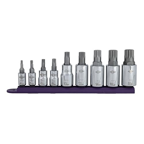 16024 Triple Square Socket Bit Set, 9-Piece Triple Square Polished Chrome