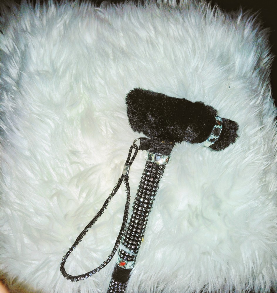 NEW REDESIGNED UPCYCLED WALKING CANE ADJUSTABLE FOLDABLE BLACK BLING-BLING...