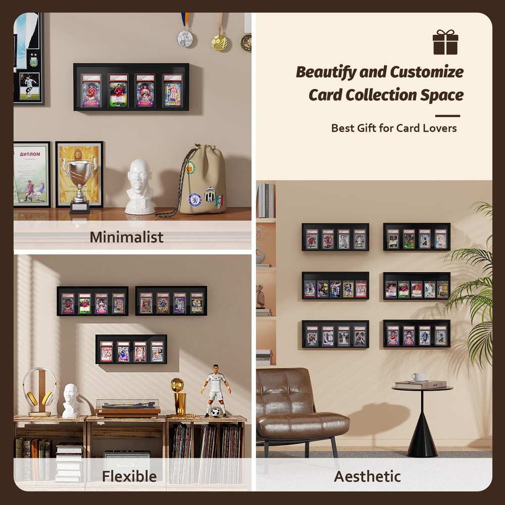 Emfogo Card Display Case, Trading Frame Wall 1 Pack, Black