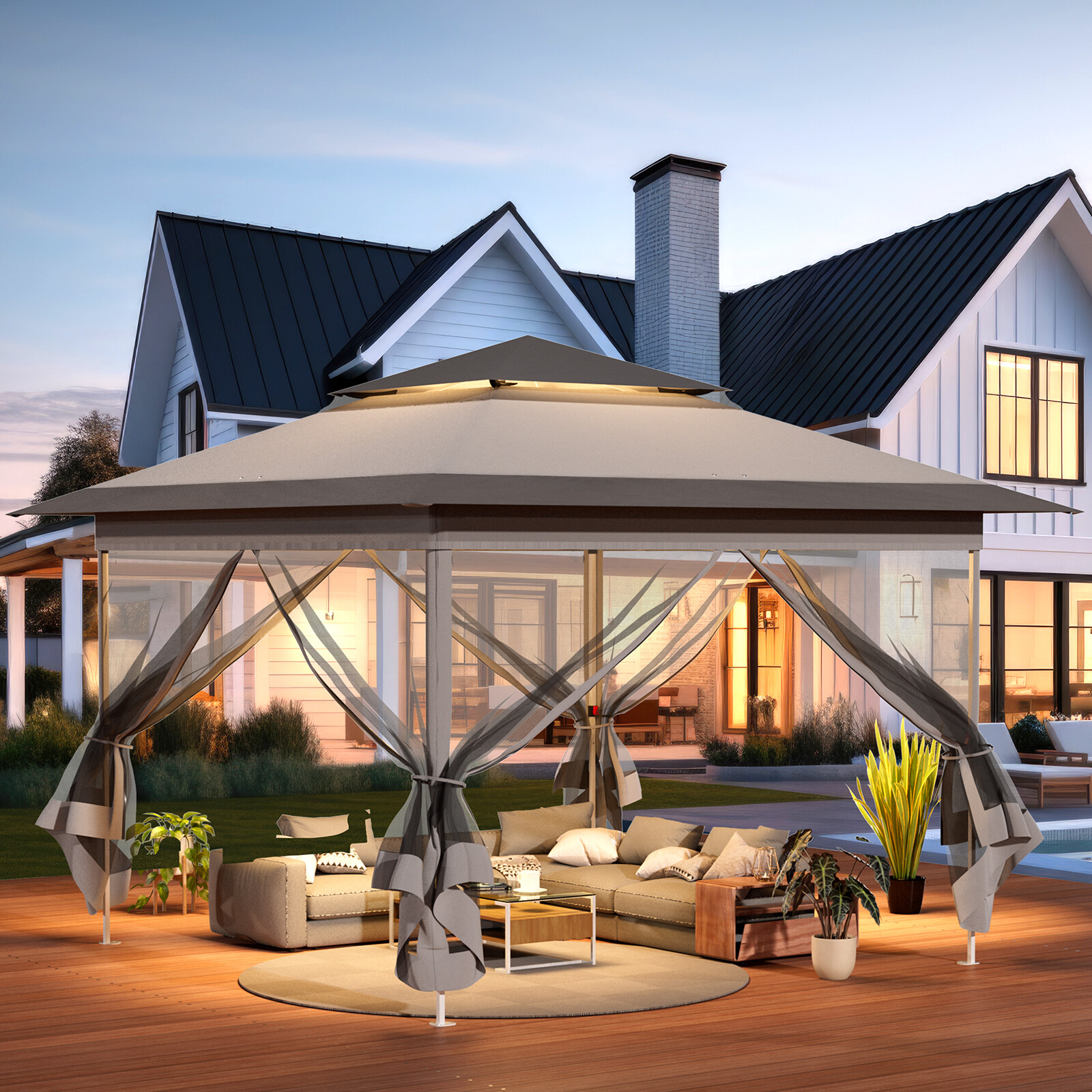 13' x 13' Pop Up Canopy Gazebo Height Adjustable Waterproof Wedding Party Tent