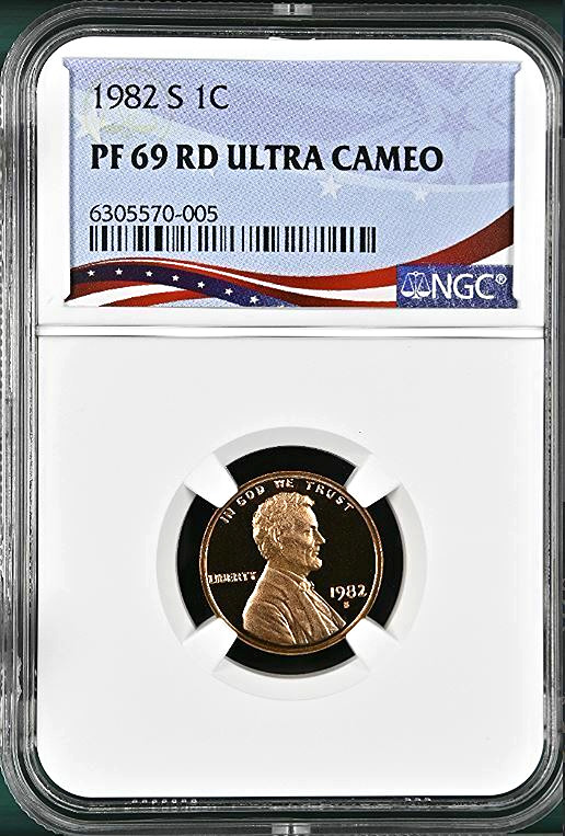 1982-S Lincoln Cent Graded PF69RD Ultra Cameo by NGC