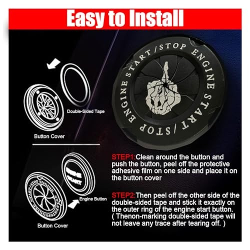Car Push Start Stop Button Protector, Rotary Ignition Middle Finger - Black