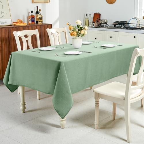 Textured Linen Table Cloth for Rectangle 84" x 60" (Rectangular) Sage Green