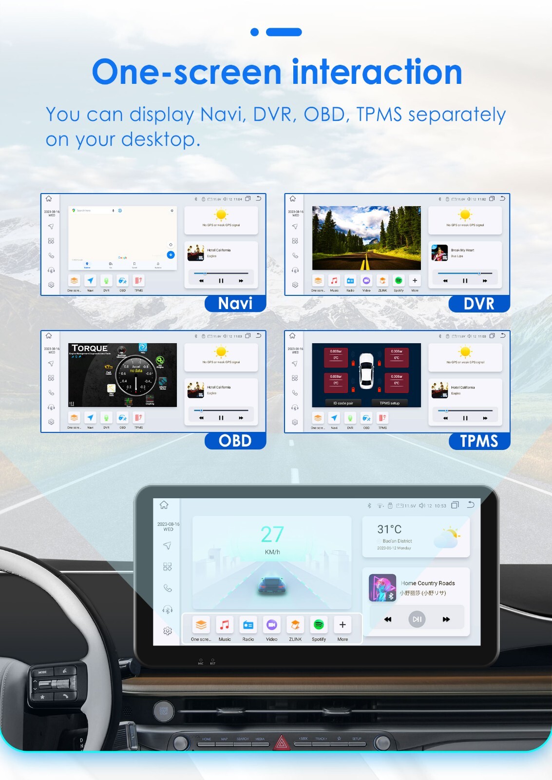 10.33” 6+64GB Android 8Core Single 1 DIN Apple Carplay Car Stereo Radio GPS DSP