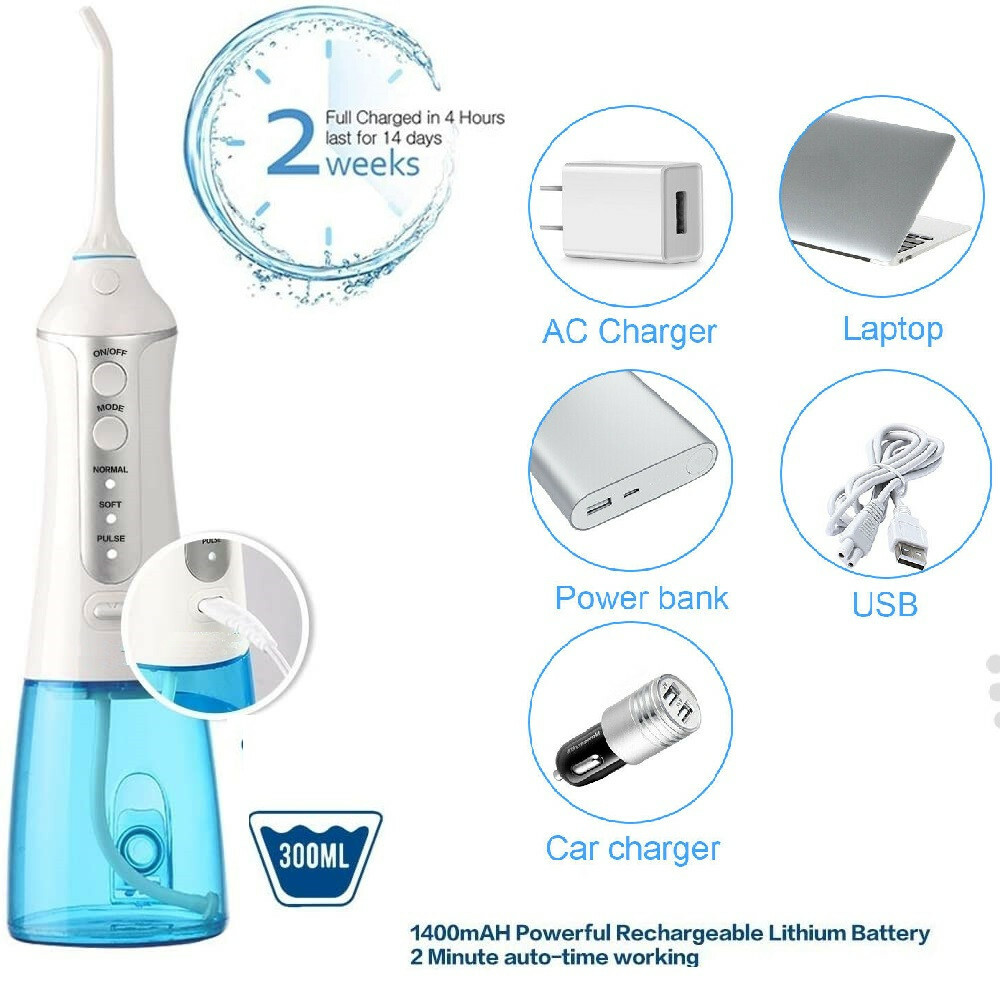 Cordless Water Flosser 300ml Dental Oral Irrigator Teeth Cleaner Floss Pick IPX7