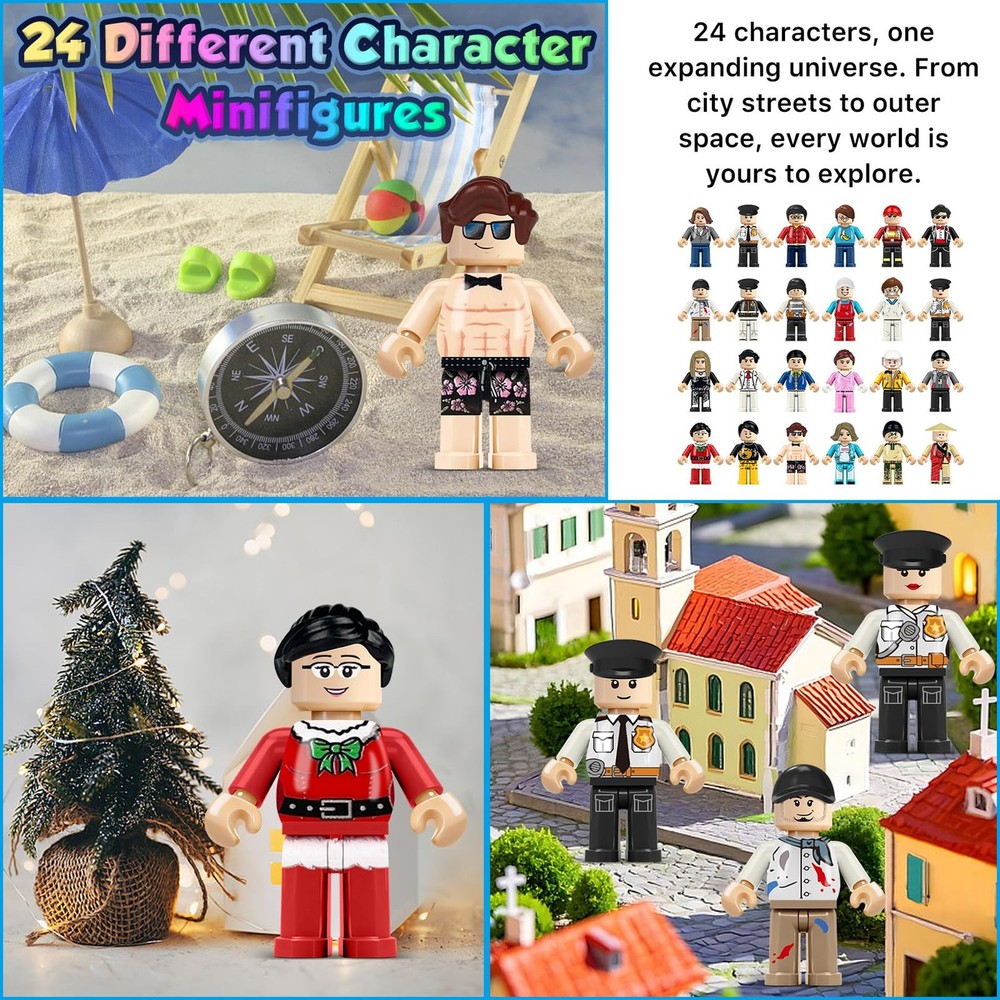 4BEE 24PCS Mini Figures Building Bricks, 1.77 inches, Multicolored
